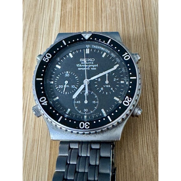 Vintage Men’s Seiko Sports 100 Chronograph Watch 1980's 7A28-7040 Working - Picture 2 of 7